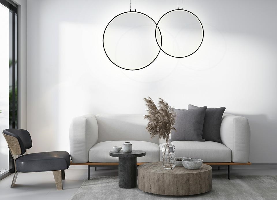 Pendul Circulo 60x15x250 cm, Metal și Aluminiu Negru - Moosee [6]