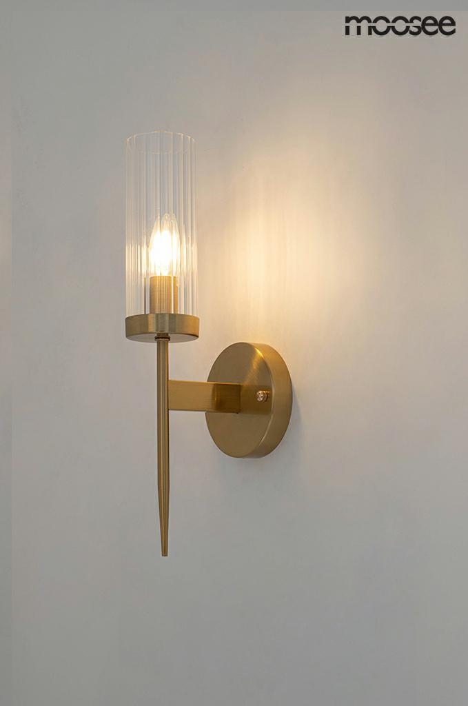 Aplică Torch 12x15x42 cm, Oțel și Cristal Auriu - Moosee [6]