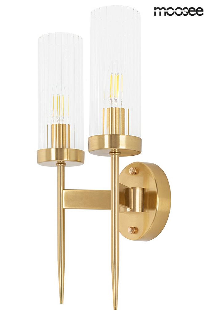 Aplice LED - Aplică Torch Twin 23x15x42 cm, Oțel și Cristal Auriu - Moosee