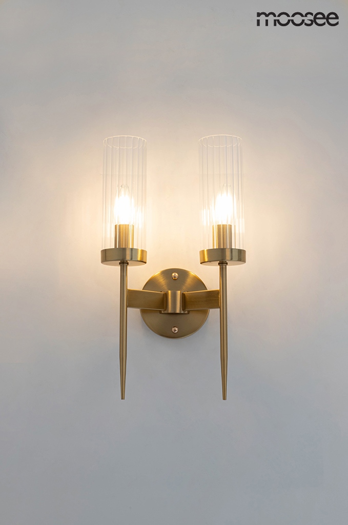 Aplică Torch Twin 23x15x42 cm, Oțel și Cristal Auriu - Moosee [6]