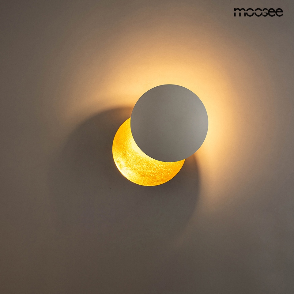 Aplică Eclise 35x22x35 cm, Oțel și Aluminiu Auriu; Alb - Moosee [2]