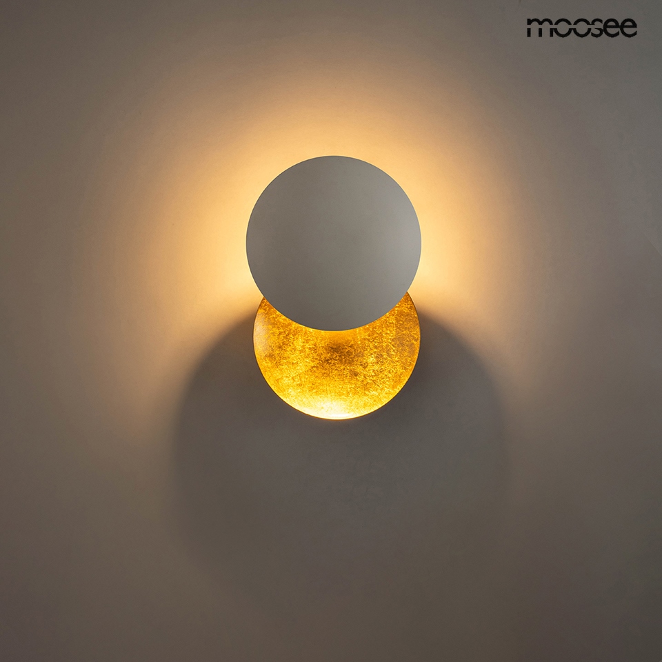 Aplică Eclise 35x22x35 cm, Oțel și Aluminiu Auriu; Alb - Moosee [3]