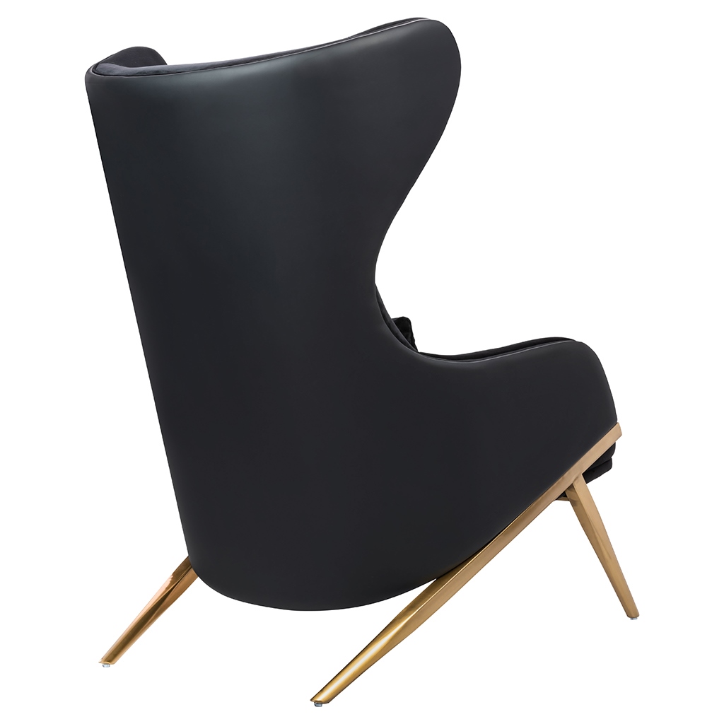 Fotoliu Hampton Velvet 71x90x110 cm, Piele Ecologică Negru Auriu - King Home [3]