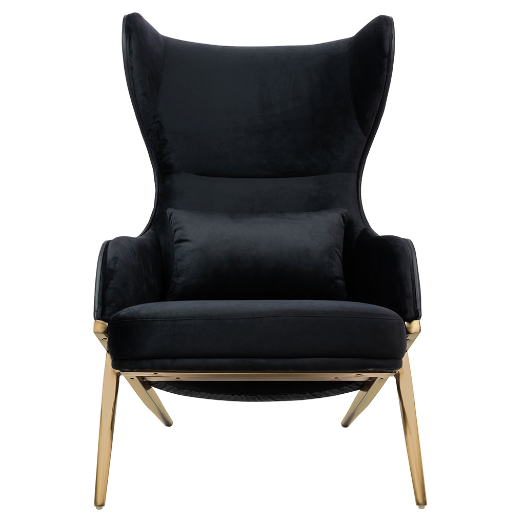 Fotoliu Hampton Velvet 71x90x110 cm, Piele Ecologică Negru Auriu - King Home [5]
