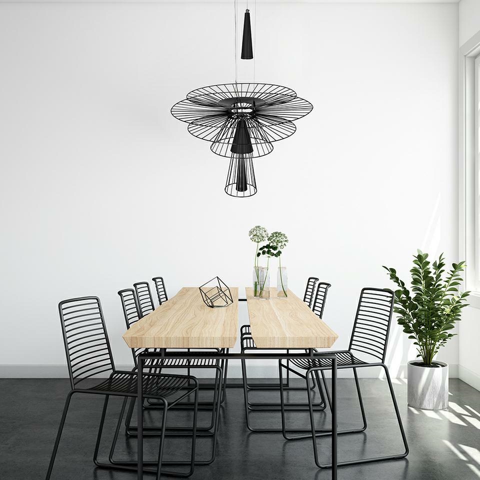 Lustră Sesto 60x60x250 cm, Metal Negru - Moosee [11]