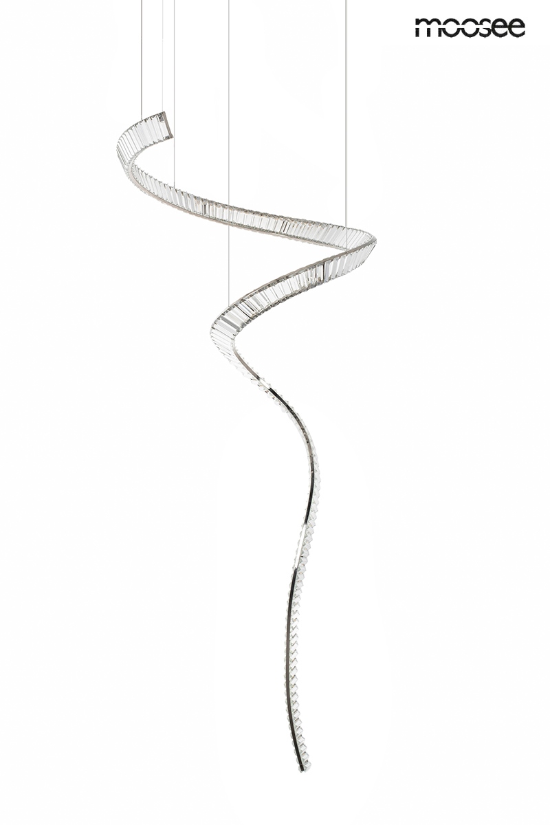 Pendul Wave Cordon 1A 80x80x370 cm, Oțel și Cristale Crom - Moosee [2]