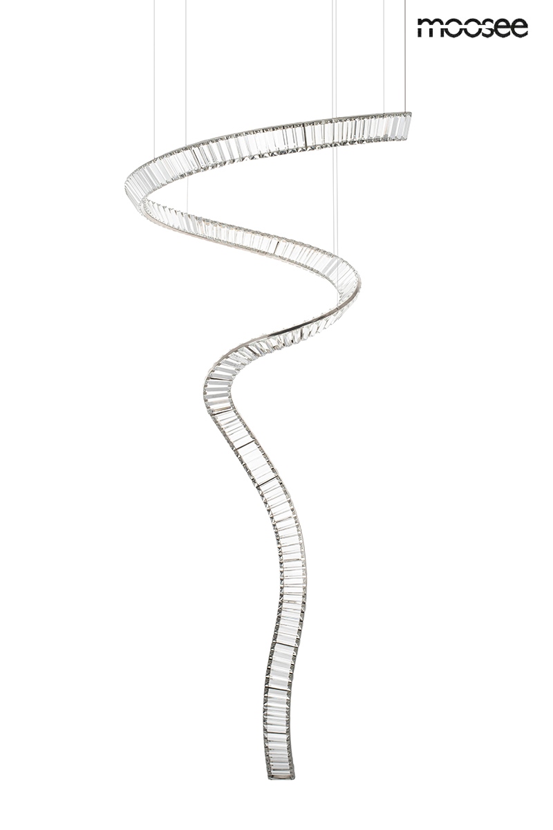 Produse - Pendul Wave Cordon 1A 80x80x370 cm, Oțel și Cristale Crom - Moosee