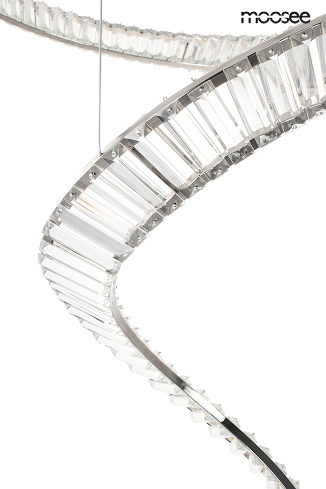 Pendul Wave Cordon 1A 80x80x370 cm, Oțel și Cristale Crom - Moosee [6]
