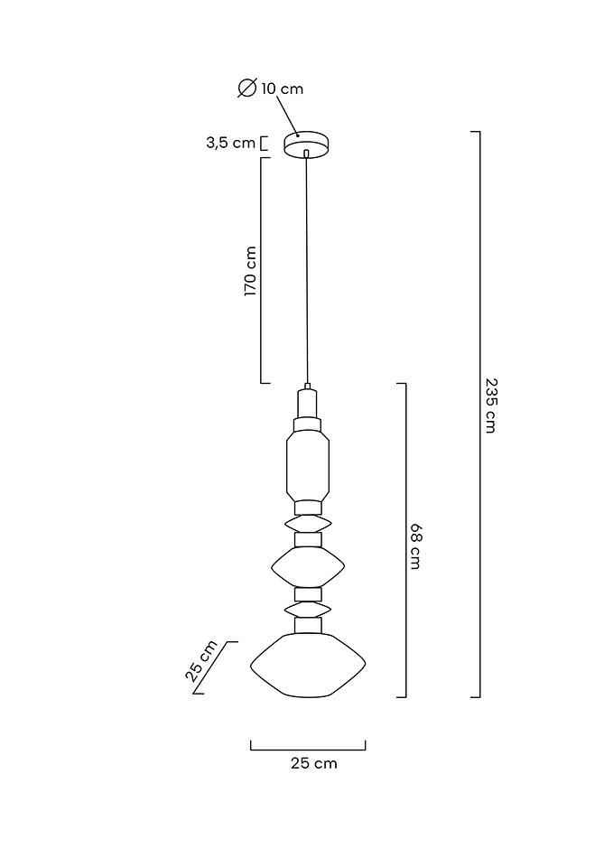 Pendul Vaso 25x25x235 cm, Oțel și Sticlă Auriu - Moosee [7]