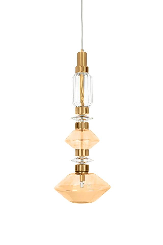 Produse - Pendul Vaso 25x25x235 cm, Oțel și Sticlă Auriu - Moosee