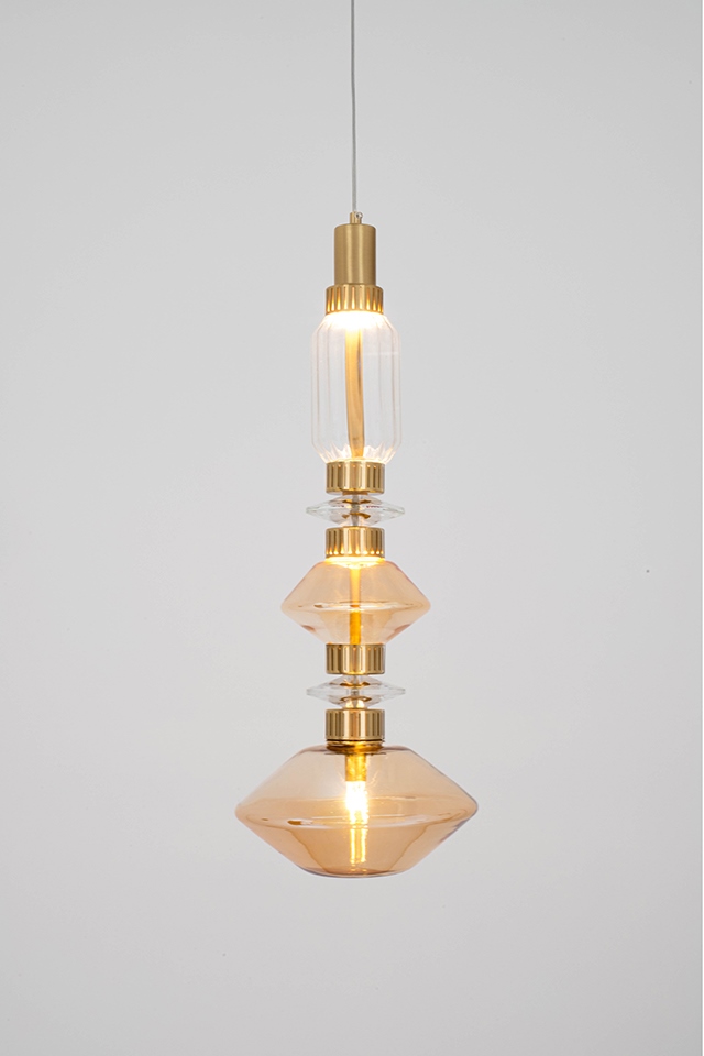 Pendul Vaso 25x25x235 cm, Oțel și Sticlă Auriu - Moosee [2]