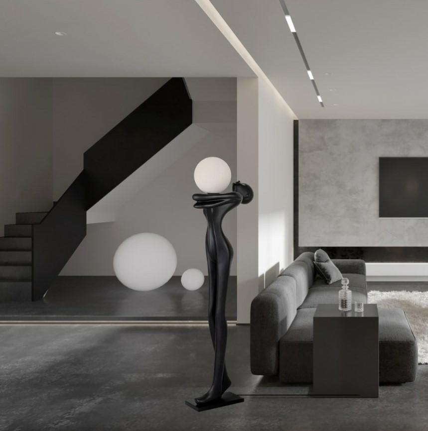 Lampadar Human Moon 53x28x171 cm, Negru - Moosee [7]