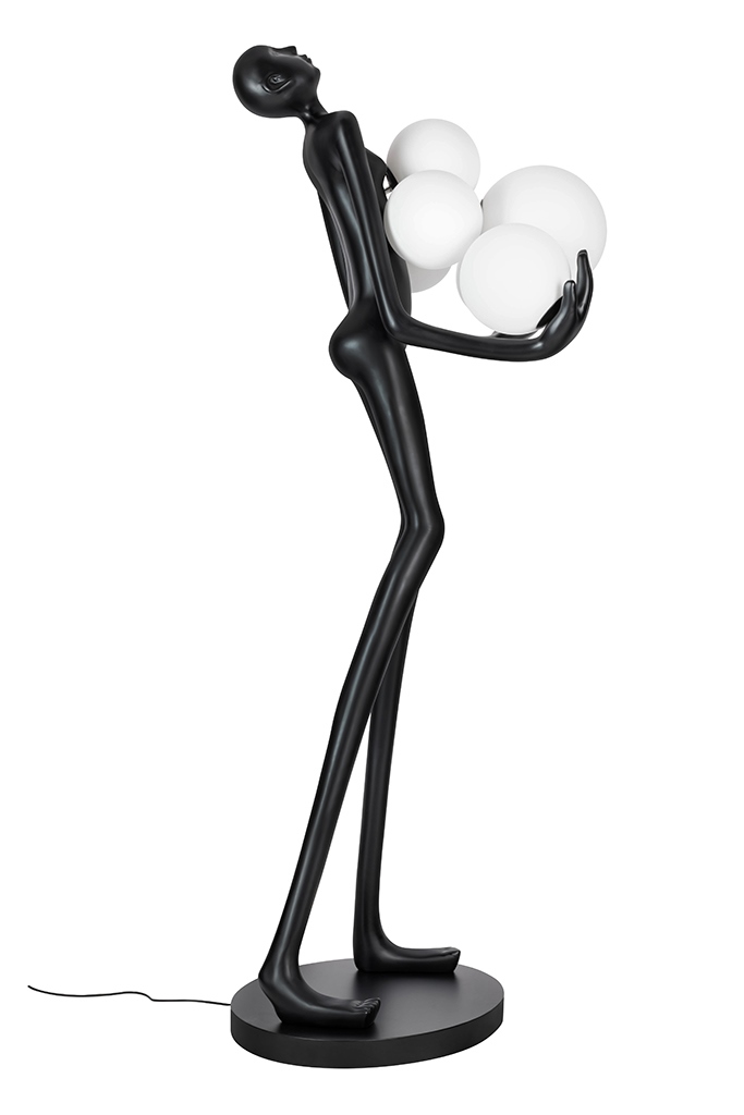 Lampadar Human Premium 80x60x180 cm, Sticlă Negru; Alb - King Home [4]