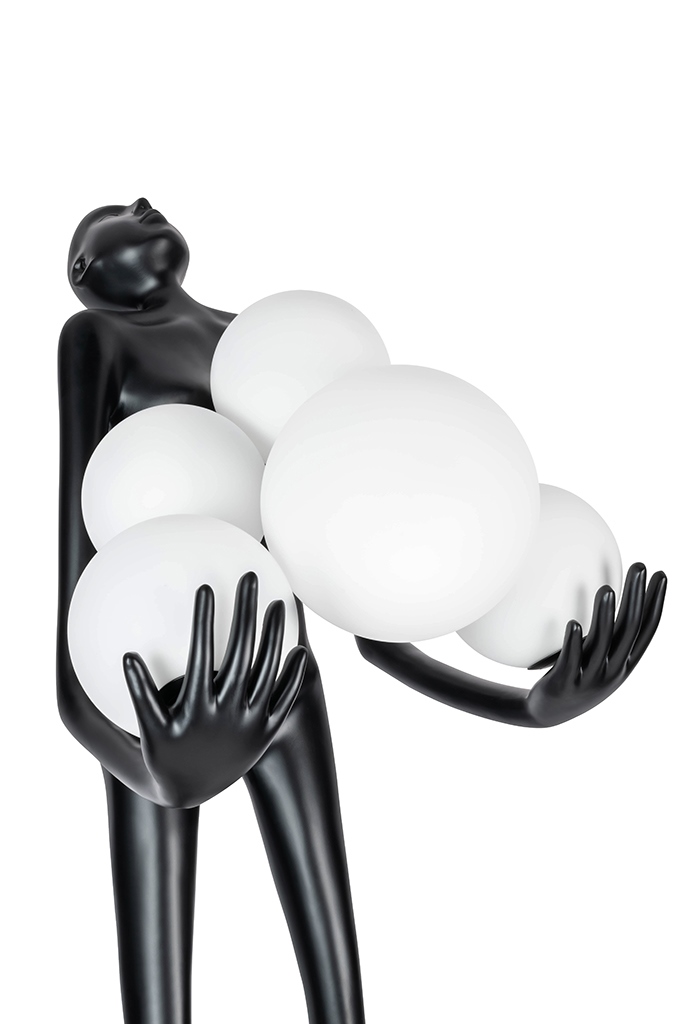 Lampadar Human Premium 80x60x180 cm, Sticlă Negru; Alb - King Home [6]