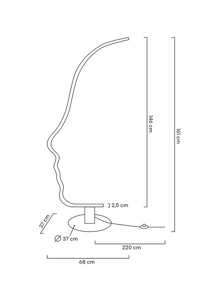 Lampadar Face Floor 68x37x161 cm, Oțel și Aluminiu Negru - Moosee [2]