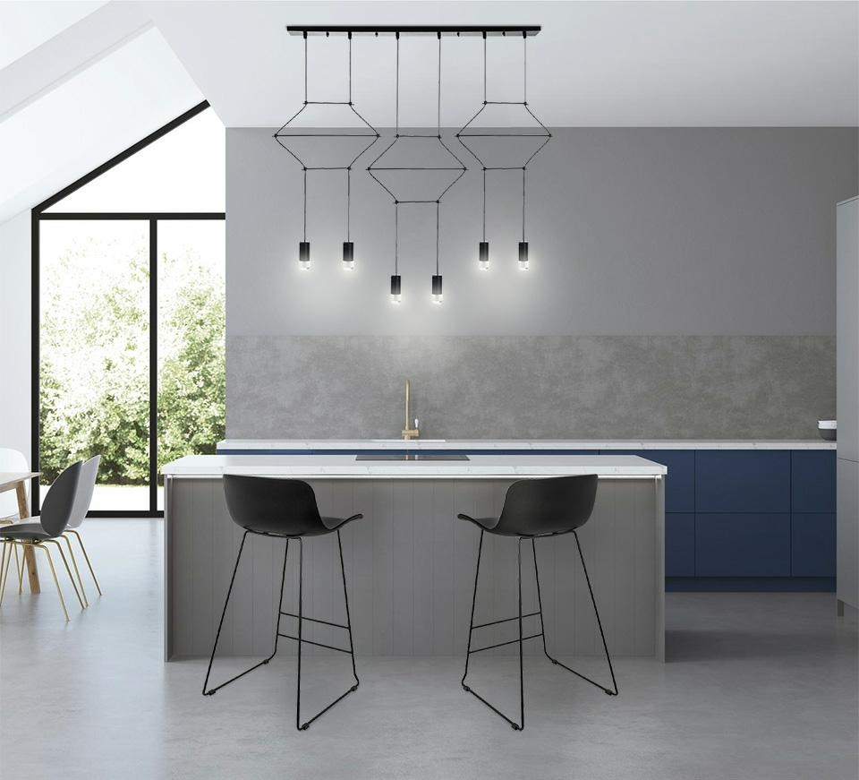 Lustră Liniară Flusso Line 6 100x8 cm, Metal Negru, LED Integrat - Moosee [2]