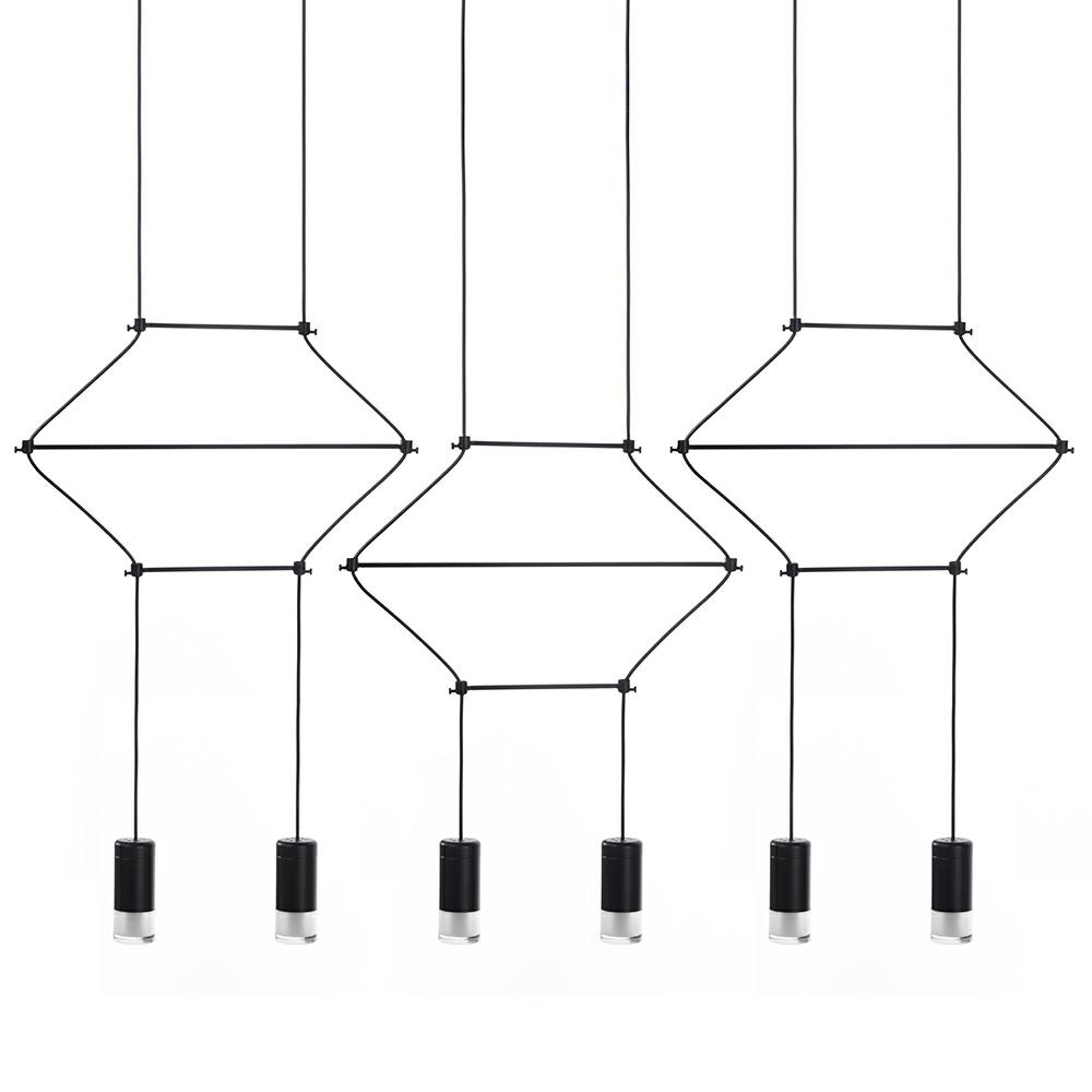Produse - Lustră Liniară Flusso Line 6 100x8 cm, Metal Negru, LED Integrat - Moosee