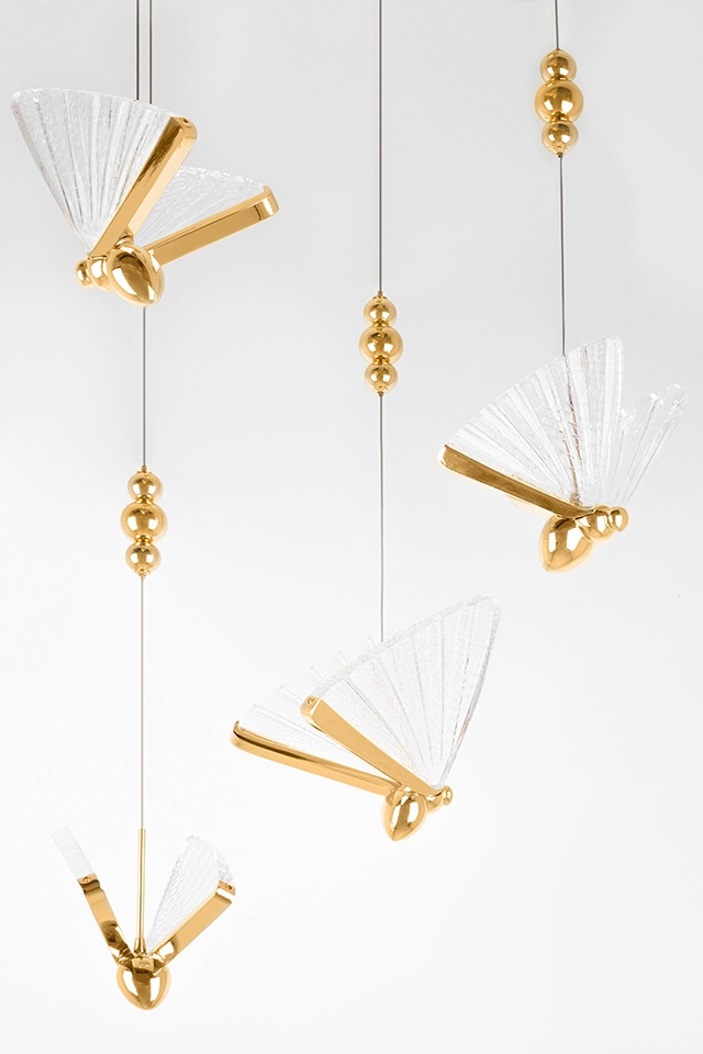 Pendul Butterfly Disc 5 45x45x240 cm, Auriu - Moosee [4]