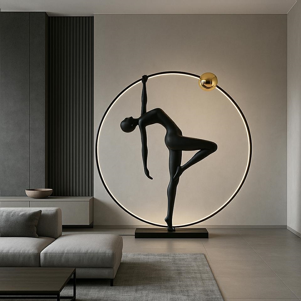 Lampadar Human Acrobatic 202x75x210 cm, Fibră de Sticlă Negru - Moosee [9]