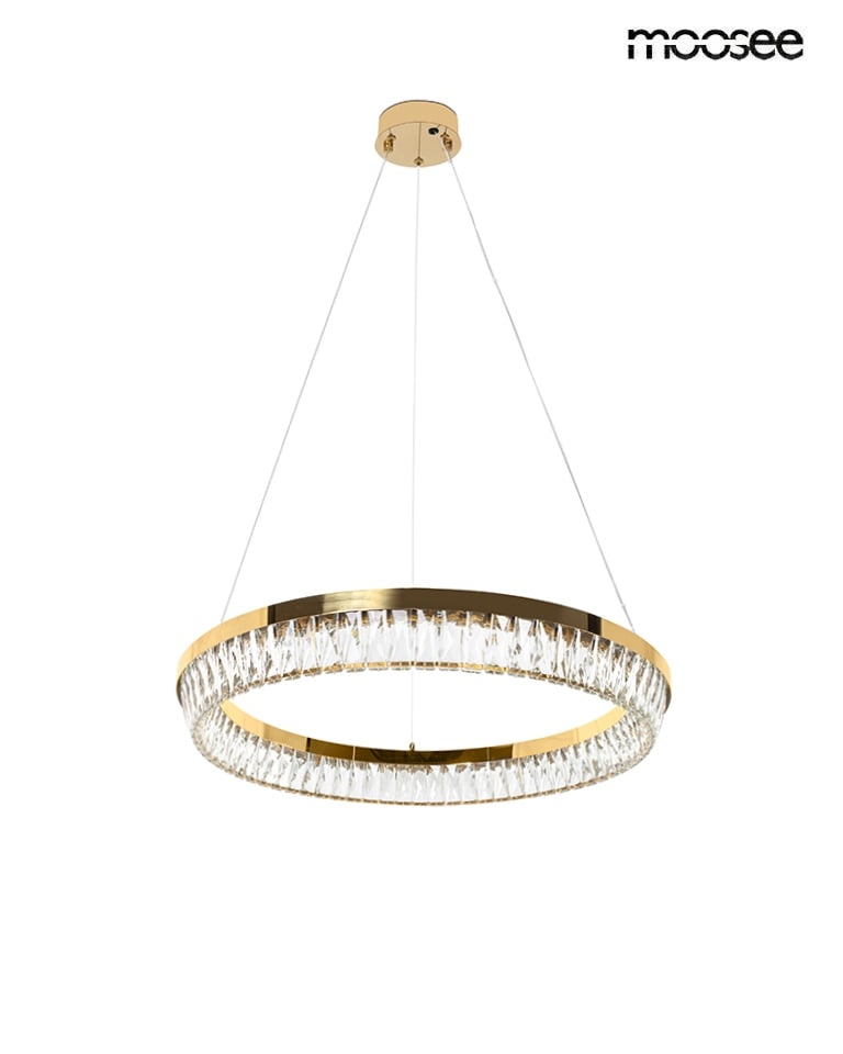 Produse - Pendul Savoy 60x60x190 cm, Metal și Cristale Auriu - Moosee