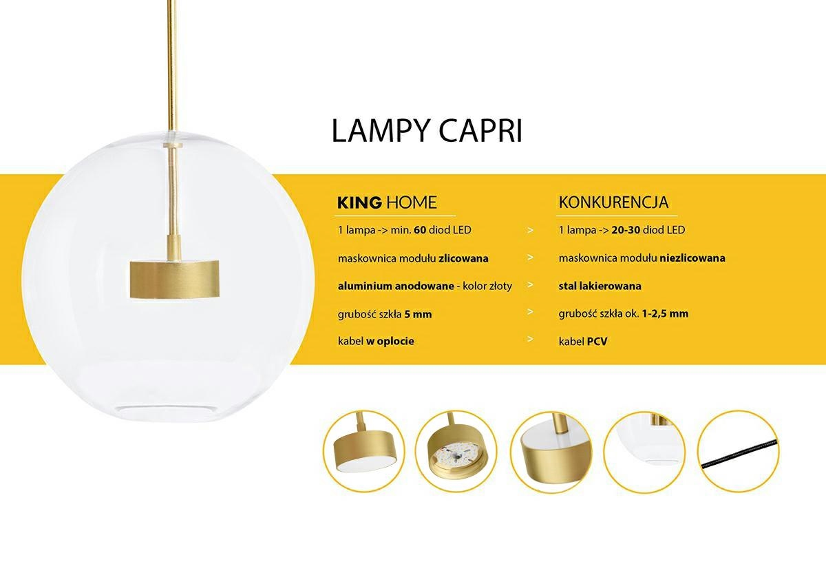 Pendul Capri 4 50x50x273 cm, Sticlă și Aluminiu Anodizat Auriu - Moosee [3]