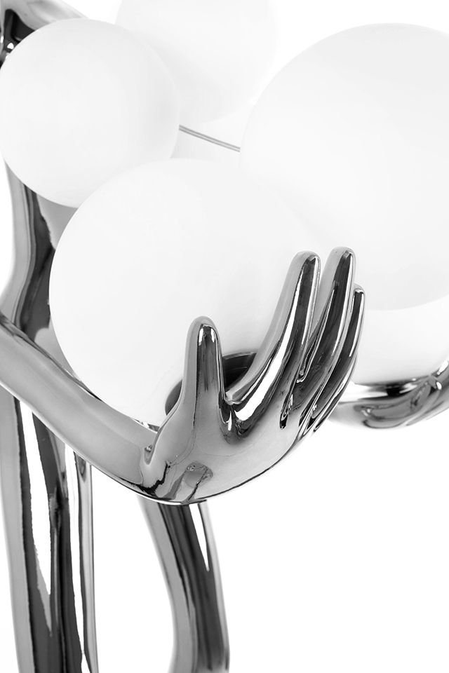 Lampadar Human Silver Premium 80x70x180 cm, Fibra de Sticlă Oglindă Cromat - Moosee [4]