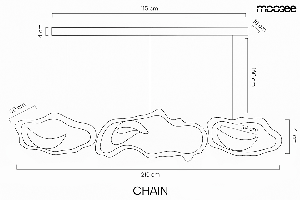 Pendul Chain 210x30x205 cm, Oțel Auriu Lucios - Moosee [6]