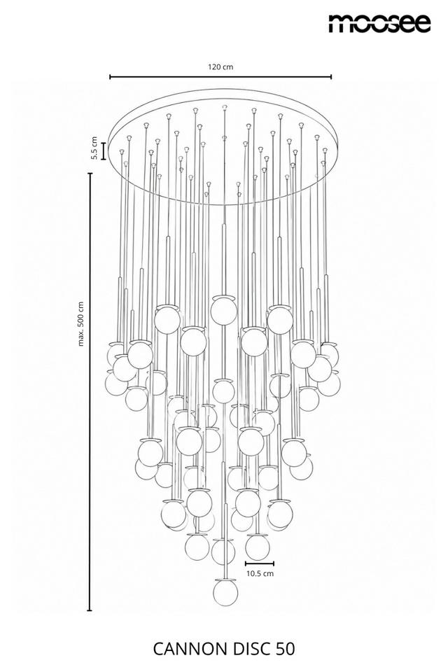 Pendul Cannon Disc 50 53x53x500 cm, Alamă și Sticlă Auriu - Moosee [12]
