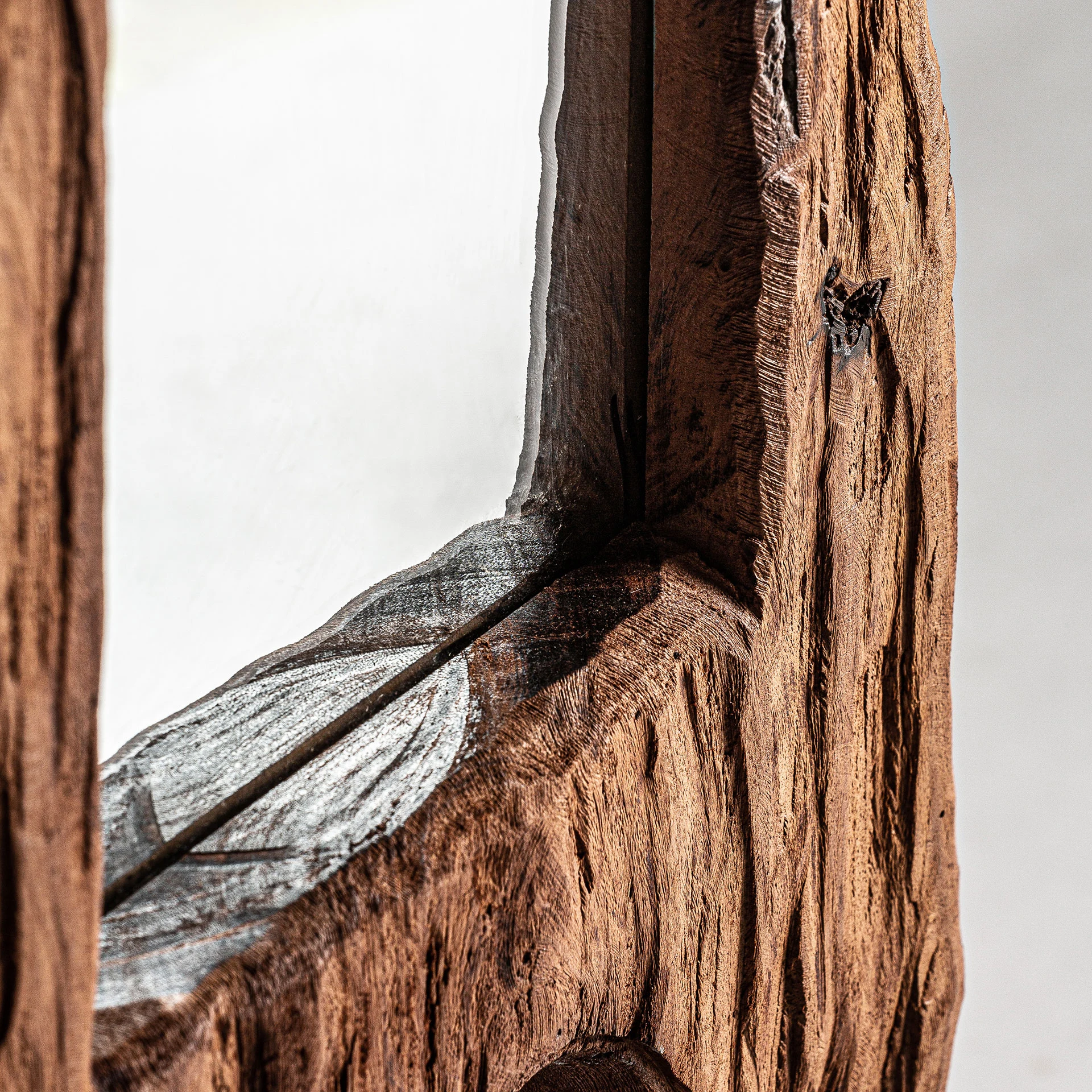 Oglinda Decorativa din Oglinda si Lemn de Teak, Maro, 51x40x230 cm, Stil Etnic - VicalHome 32632 [11]