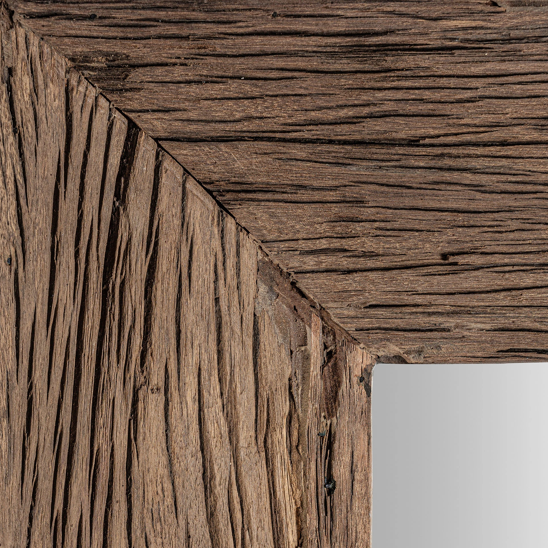 Oglinda Decorativa din Oglinda si Lemn de Pin Reciclat, Maro, 150x9x150 cm, Stil Etnic - VicalHome 32706 [8]