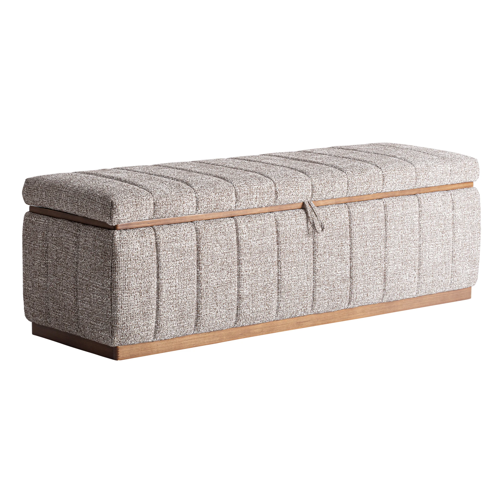 Taburet din Poliester, Spuma si Lemn de Frasin, Gri, 143x47x46 cm - VicalHome 37009 [6]