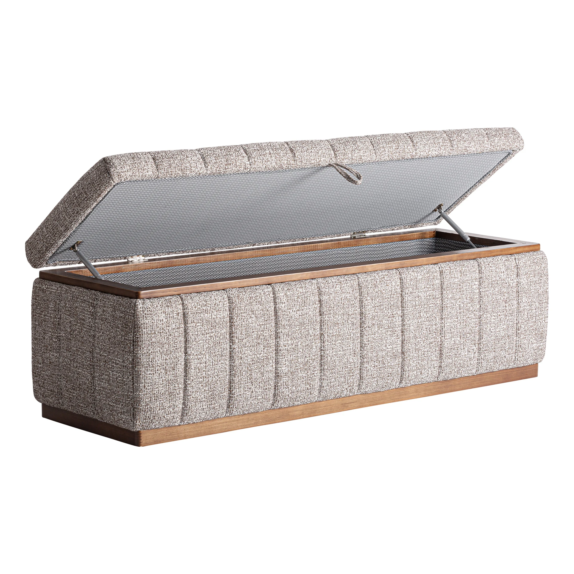 Taburet din Poliester, Spuma si Lemn de Frasin, Gri, 143x47x46 cm - VicalHome 37009 [8]