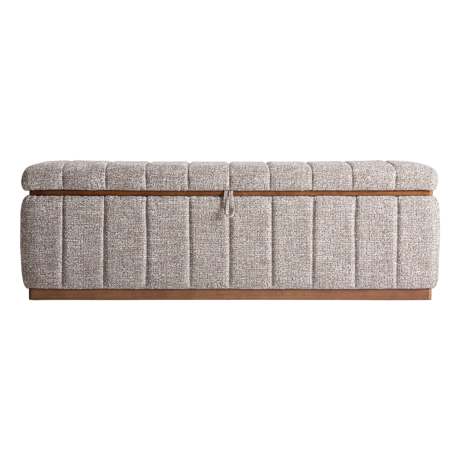 Taburet din Poliester, Spuma si Lemn de Frasin, Gri, 143x47x46 cm - VicalHome 37009 [1]