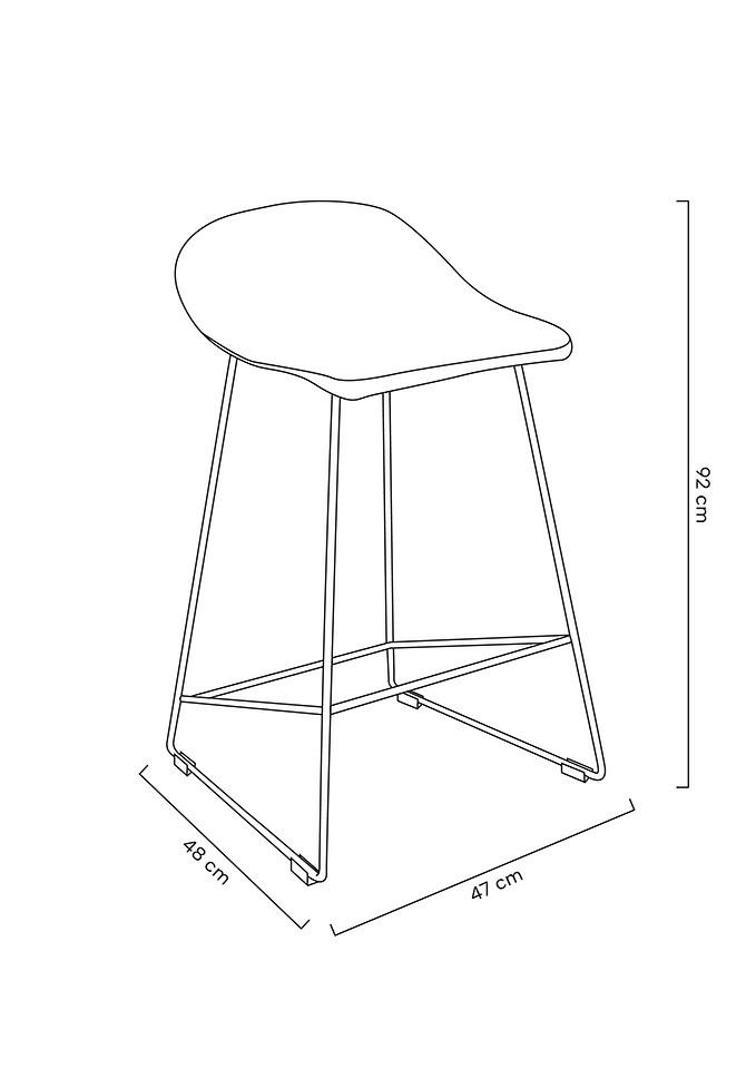 Scaun de Bar Rolf 47x48x81 cm, Polipropilenă și Metal Negru - King Home [8]