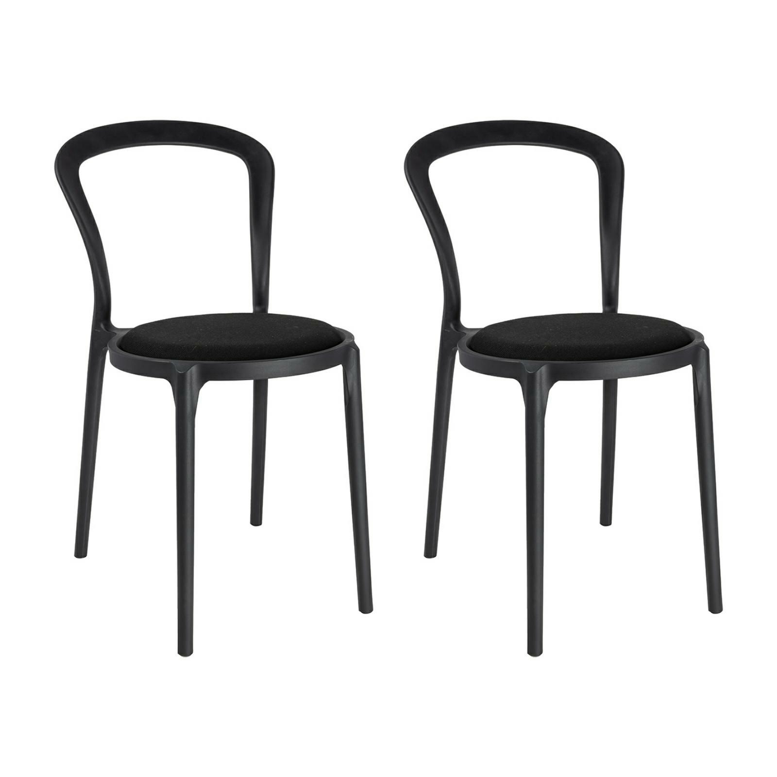 Scaune - Set de 2 Scaune Slim 43,5x55,5x83 cm, Polipropilenă și Țesătură Negru - King Home