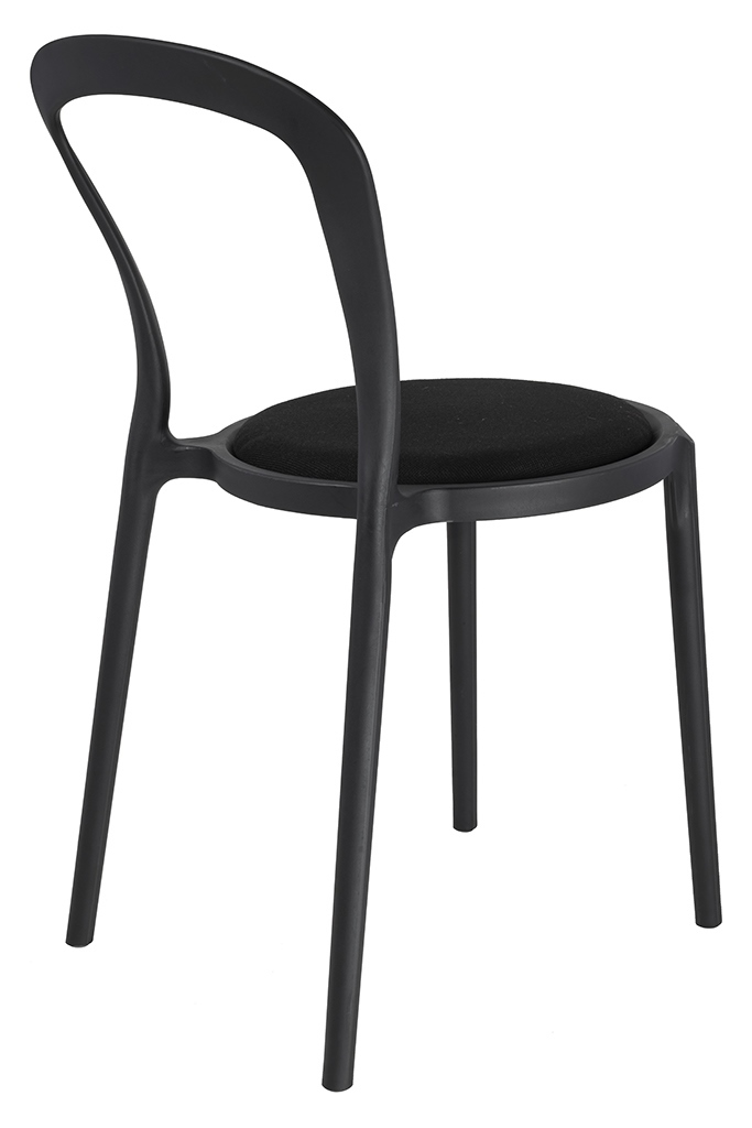 Set de 2 Scaune Slim 43,5x55,5x83 cm, Polipropilenă și Țesătură Negru - King Home [3]