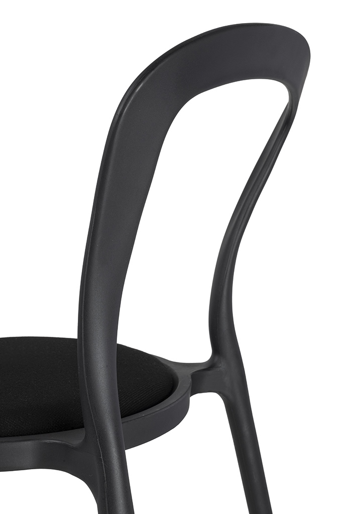 Set de 2 Scaune Slim 43,5x55,5x83 cm, Polipropilenă și Țesătură Negru - King Home [6]