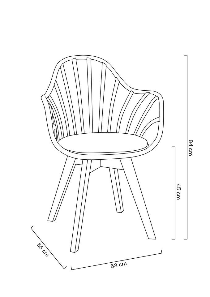 Scaun Albert Arm 58x56x84 cm, Polipropilenă și Piele Ecologică Negru - MODESTO [8]