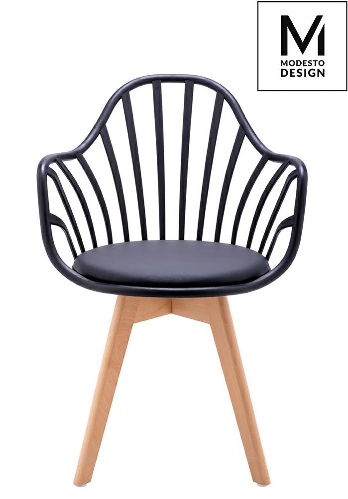Scaun Albert Arm 58x56x84 cm, Polipropilenă și Piele Ecologică Negru - MODESTO [2]