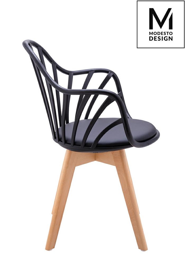 Scaun Albert Arm 58x56x84 cm, Polipropilenă și Piele Ecologică Negru - MODESTO [3]