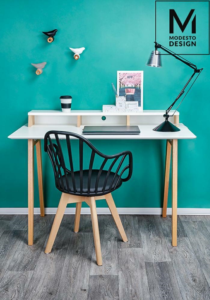 Scaun Albert Arm 58x56x84 cm, Polipropilenă și Piele Ecologică Negru - MODESTO [7]