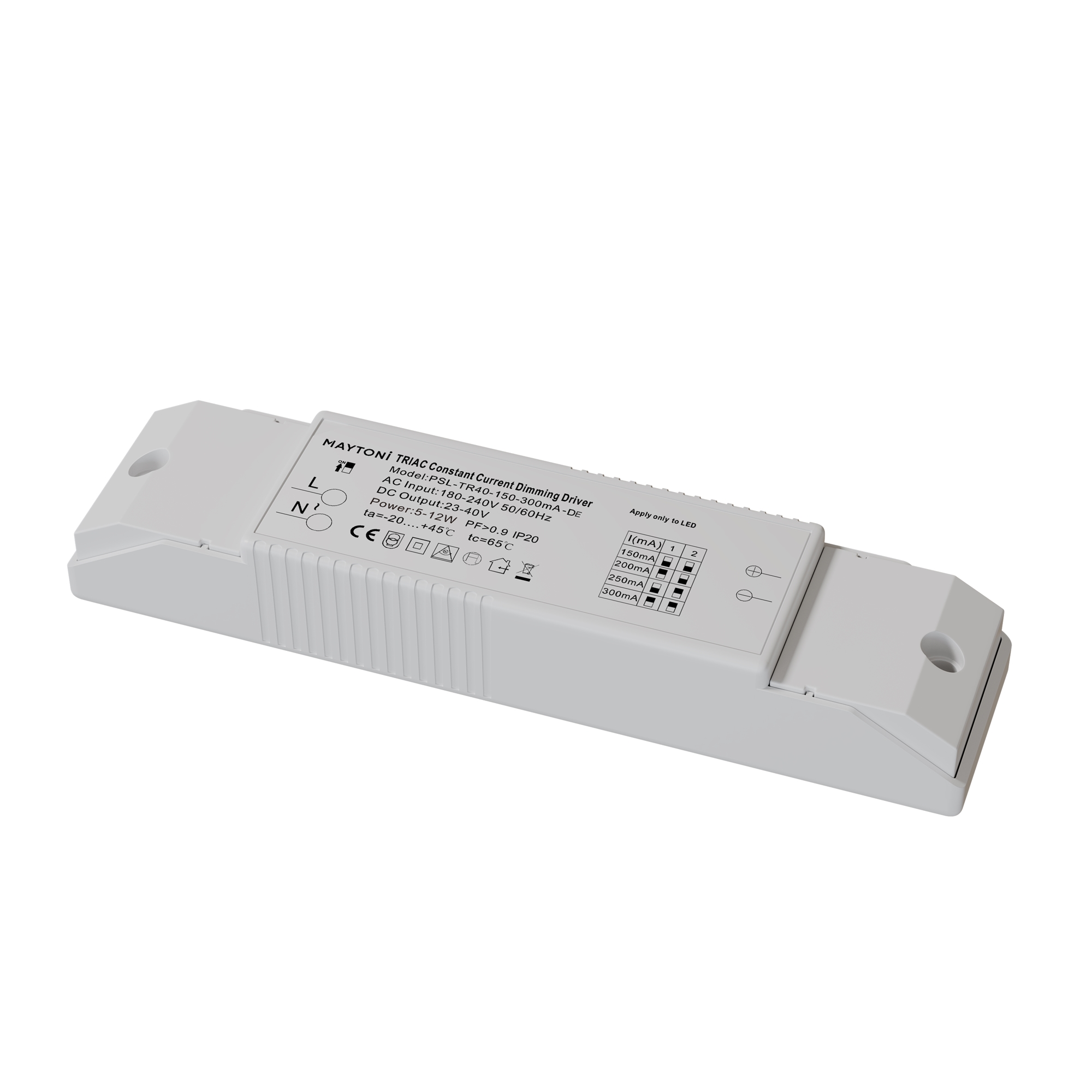 Produse - Accesoriu Surse de alimentare Triac, Plastic Alb, 12W, MAYTONI PSL-TR40-150-300mA-DE