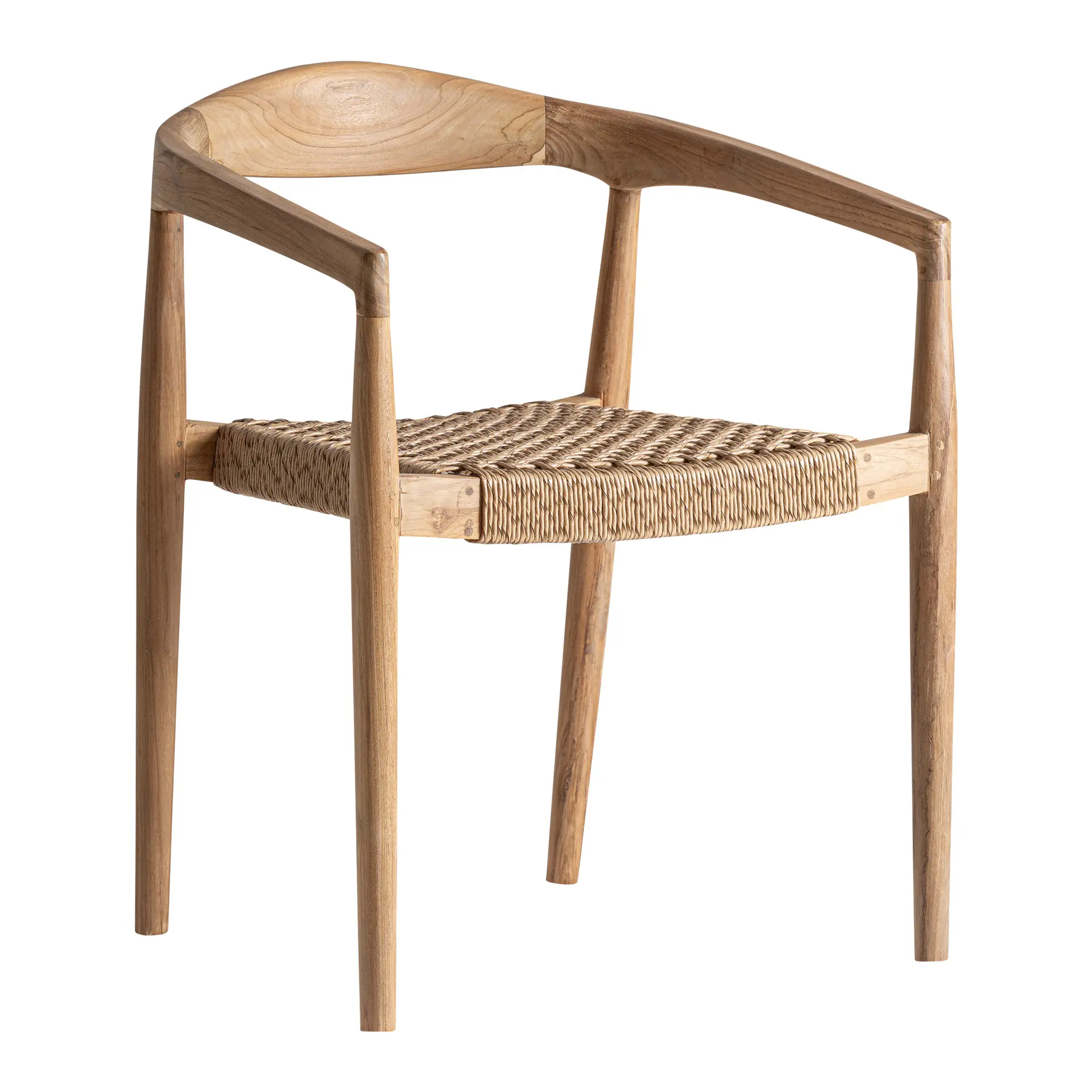 Produse - Scaun Caen din Franghie Sintetica și Lemn de Tec Maro Deschis, 59x53x74cm, VicalHome 38917 VicalHome 38917