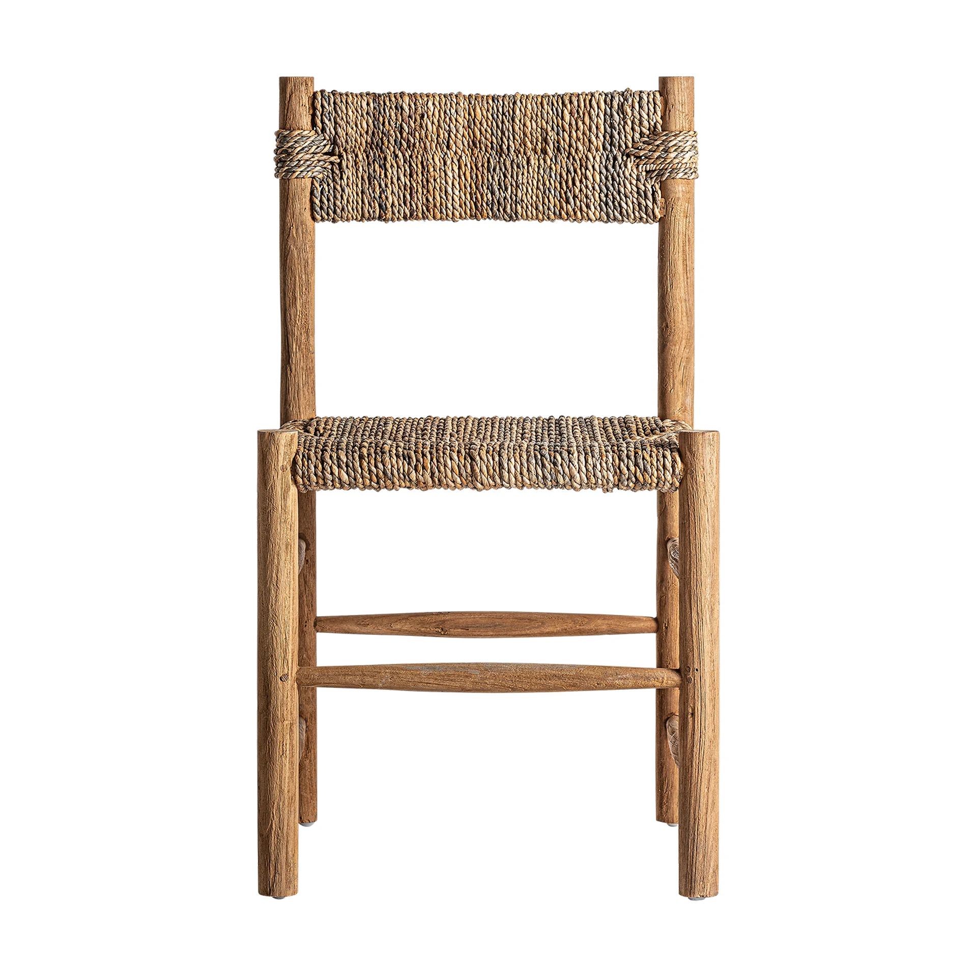 Scaun din Lemn de Tec si Fibra Naturala, Maro, 47x47x84 cm, Stil Colonial - VicalHome 32961 [8]