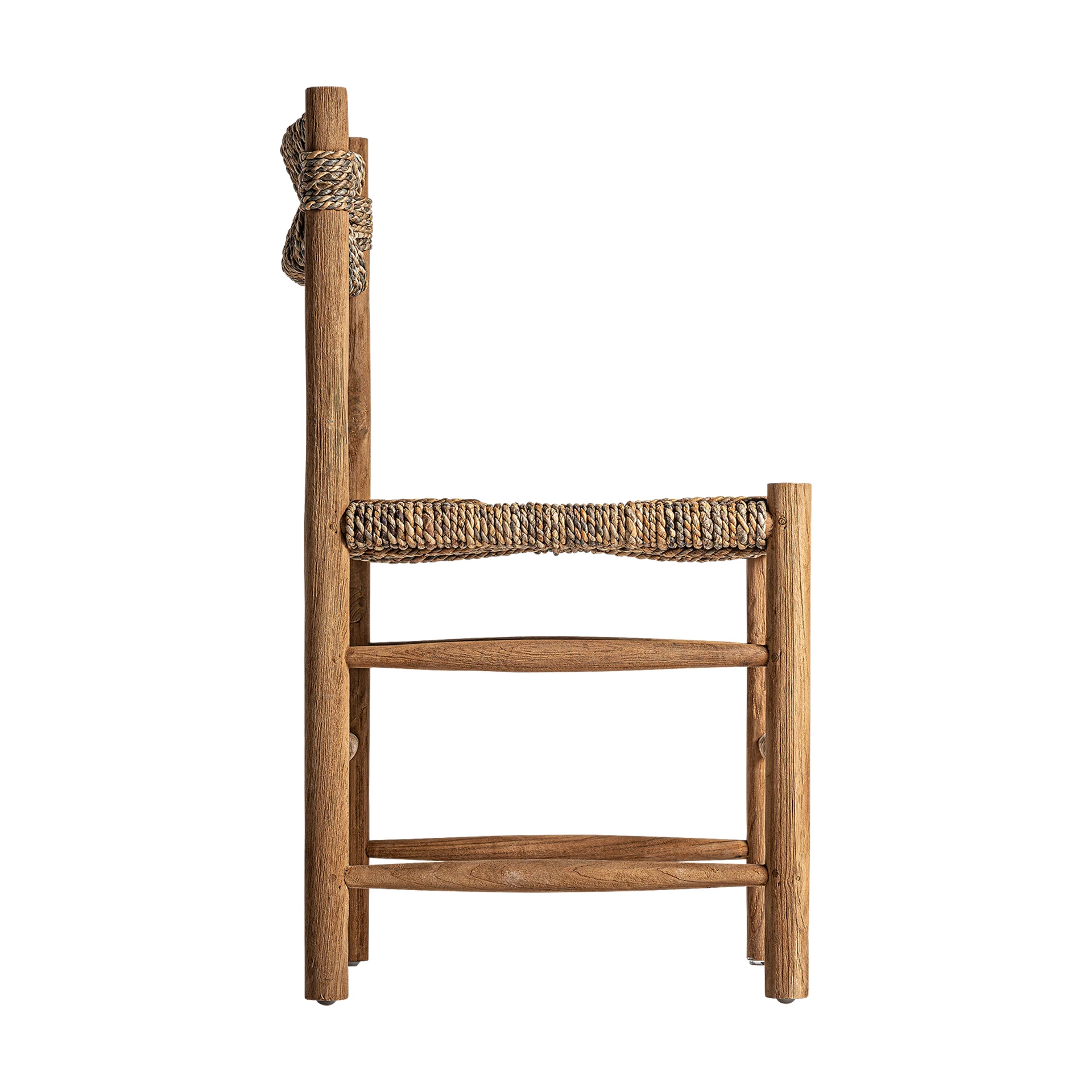 Scaun din Lemn de Tec si Fibra Naturala, Maro, 47x47x84 cm, Stil Colonial - VicalHome 32961 [15]
