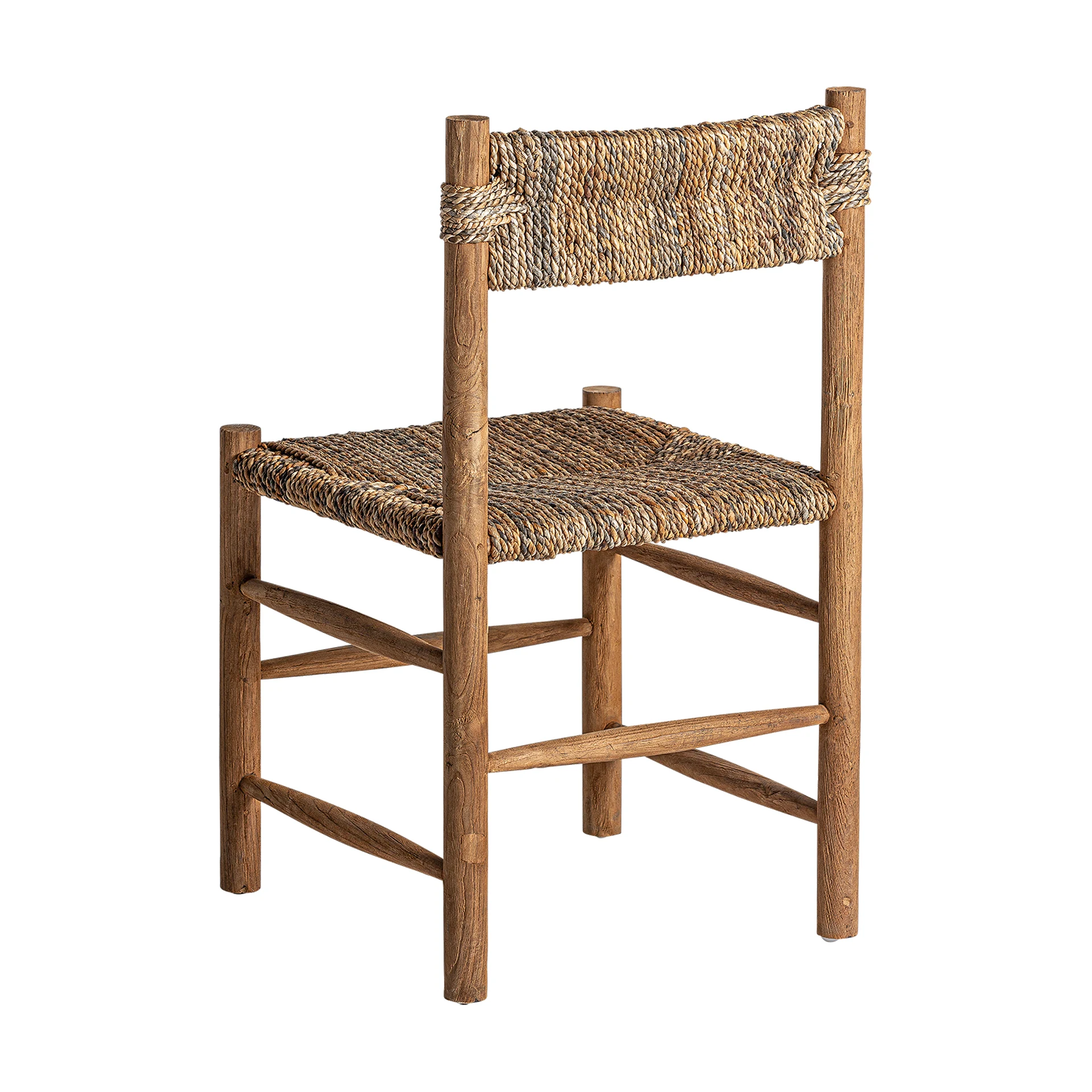 Scaun din Lemn de Tec si Fibra Naturala, Maro, 47x47x84 cm, Stil Colonial - VicalHome 32961 [17]