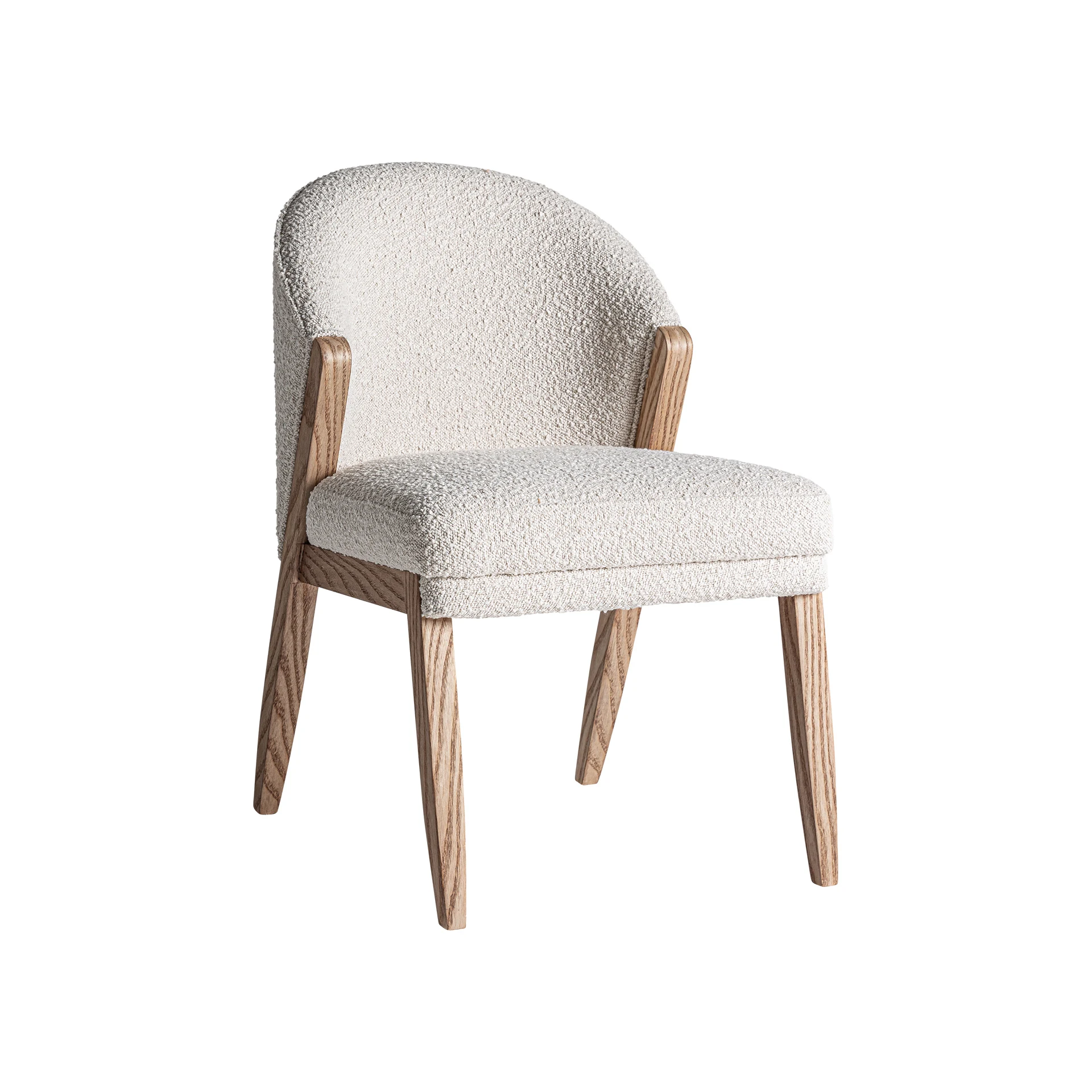 Scaun din Lemn de Pin si Bumbac Boucle, Maro, 55x67x85 cm - VicalHome 36418 [4]