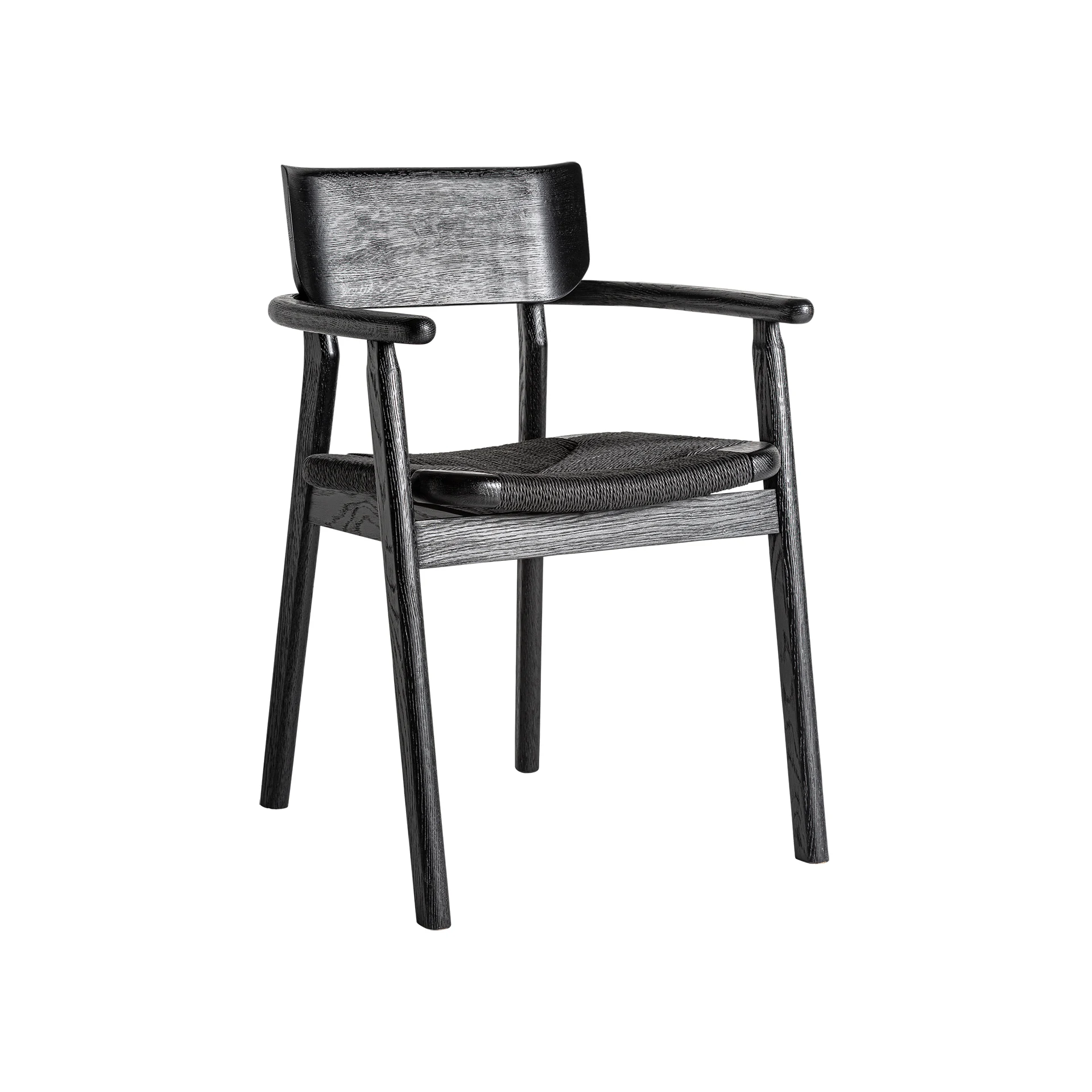 Scaun din Fibra Naturala si Lemn de Stejar, Negru, 54x54x79 cm - VicalHome 35148 [4]
