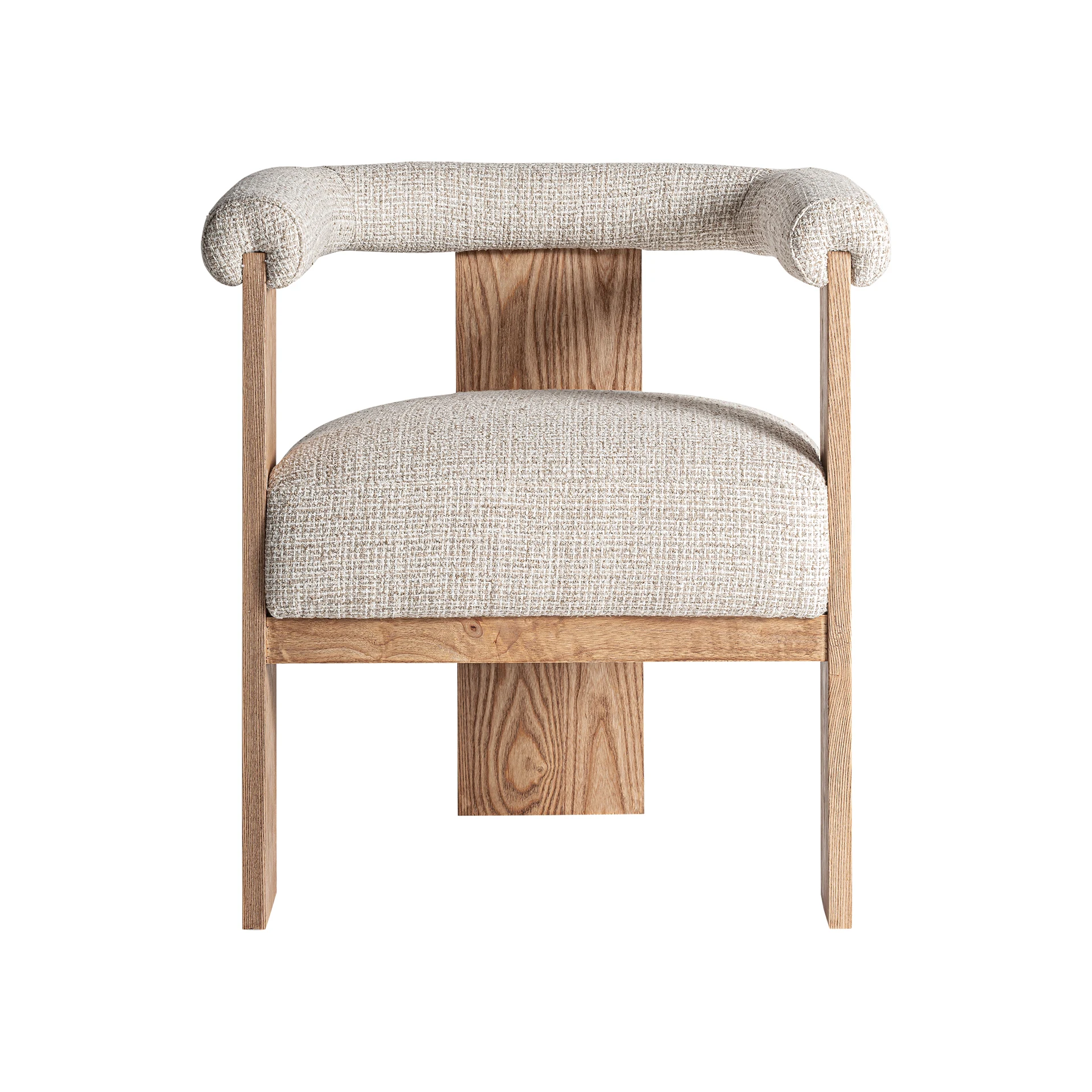 Scaun din Poliester si Lemn de Stejar, Alb, 66x60x73 cm, Stil Nordic - VicalHome 32993 [9]