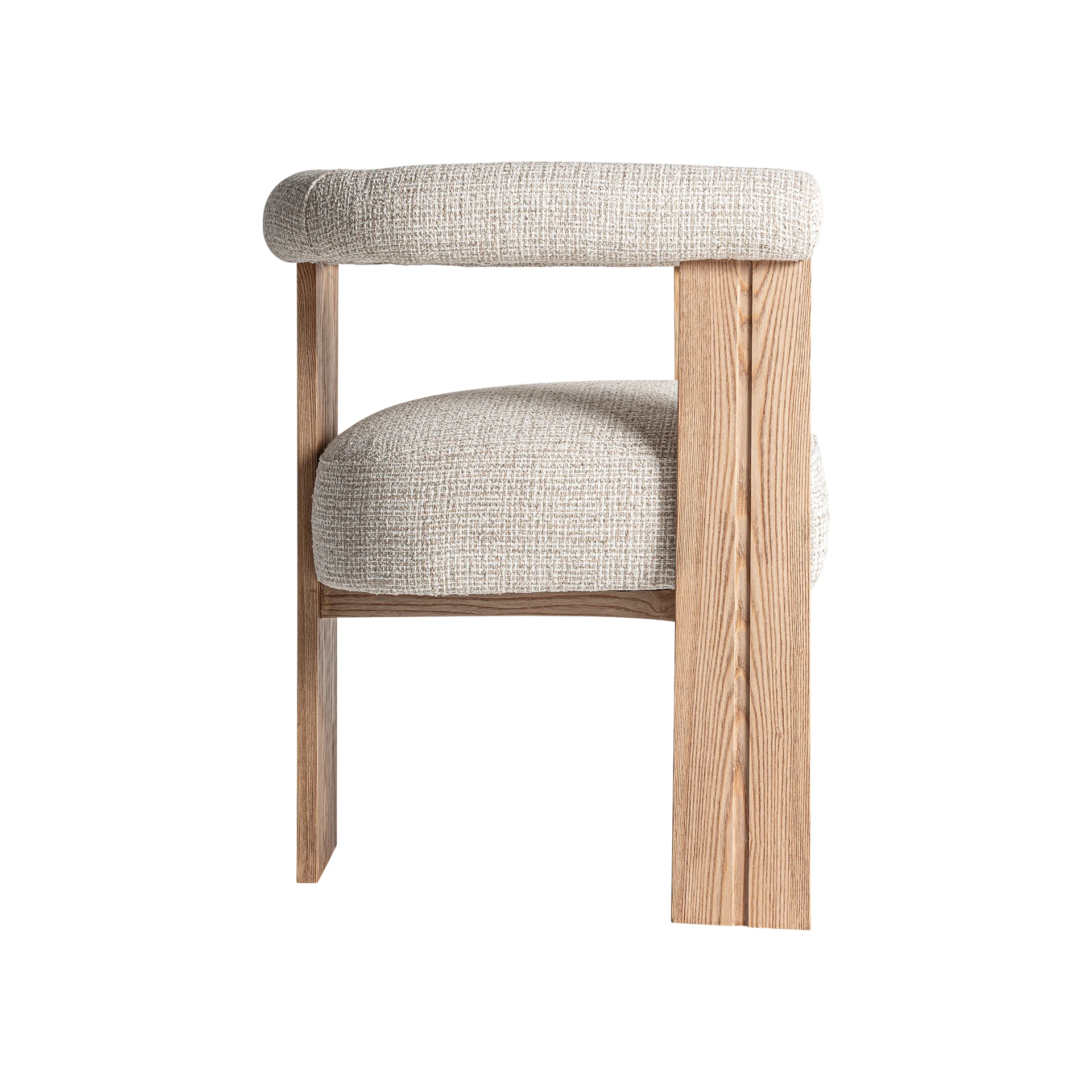 Scaun din Poliester si Lemn de Stejar, Alb, 66x60x73 cm, Stil Nordic - VicalHome 32993 [12]